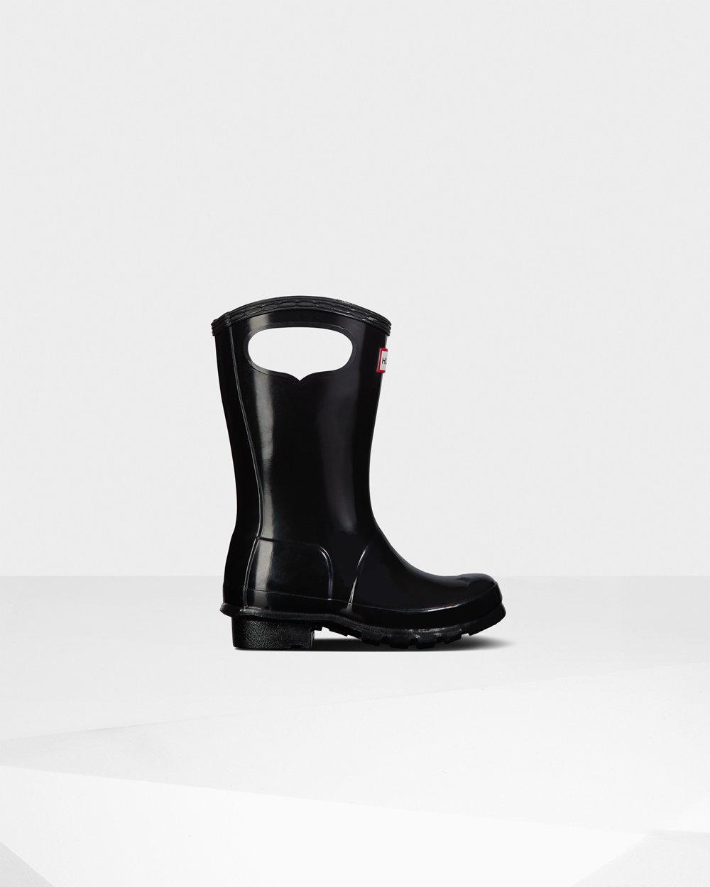 Kids Rain Boots - Hunter Original Big Grab Handle Gloss (75WRAKFHO) - Black